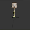 Elegant Table Lamp With Green Base Gold Accents And Pink Striped Shade