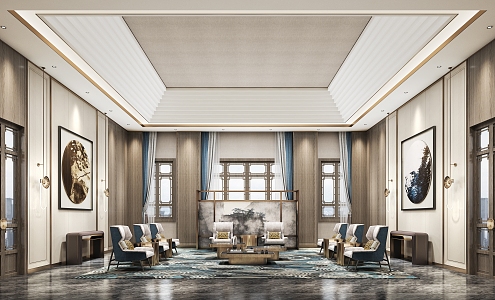 New Chinese Hotel Reception Room 3d model