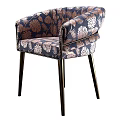 Modern Accent Chair With Tropical Leaf Pattern Navy Blue Fabric And Black Metal Legs