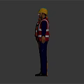 Men in Work Uniforms with Safety Helmets and Colored Reflective Vests Standing