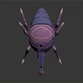 Purple Insect Like Creature With Blue Accents Carrying Pink Pouch 3D Model Design