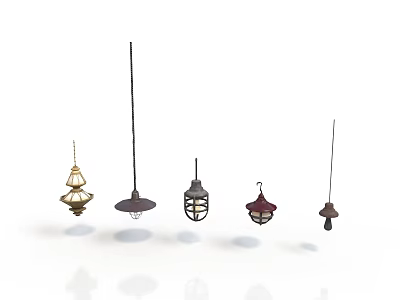 Various Design Pendant Lights With Different Colors For Interior Decoration 3d model