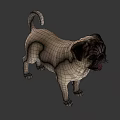 Pug Game Movie Character 3D Model Standing Pose In Light Blue Background