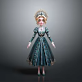 Elegant Fantasy Doll With Intricate Green Dress And Ornate Headdress