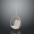 Hanging Rattan Leisure Chair with Oval Shape and White Cushion