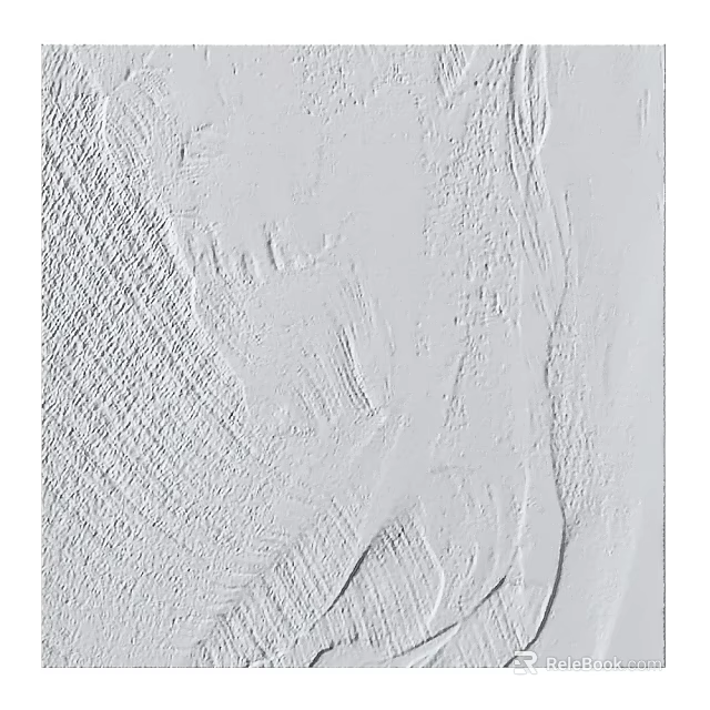 White Textured Wall Decor With Handcrafted Artistic Plaster Relief Design 3d model