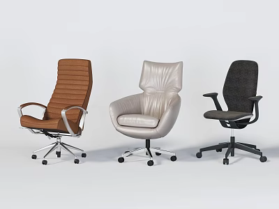 Modern Office Chairs in Three Colors with Swivel Base and Ergonomic Armrests 3d model