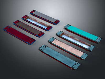 Colorful Long Strip Panels In Multiple Colors For Home Decor Design Elements 3d model