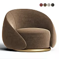 Modern Single Sofa with Curved Design Velvet Upholstery and Gold Metal Base in Multiple Colors