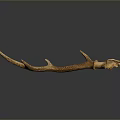 Natural Deer Antler With Brown Texture And Shiny Surface On Black Background 3d model