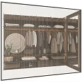 Modern Wardrobe Interior Design With Hanging Clothes Bags Shoes And Decorative Plates