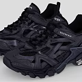 Trendy Black Extreme Sporty Shoes With Thick Sole Mesh Leather And Complex Laces