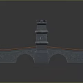 Medieval Castle Bridge Architecture With Stone Towers And Archway Decorative Details