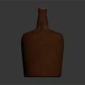 Rustic Brown Clay Jug With Handle On Simple Dark Background 3d model