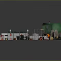 Construction Site Setup Featuring Portable Building Concrete Mixer Waste Bin Traffic Cones And Barriers