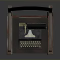 Vintage Wooden Director's Chair With Classic Typewriter Resting On Seat Surface