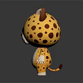 Cartoon Cheetah Character 3D Model Yellow Spotted With White Belly Standing Pose On Dark Background