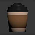 Disposable Brown Paper Coffee Cup With Black Lid And Straw For Daily Beverage Use