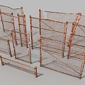 Iron net dilapidated iron net wall fence 3d model