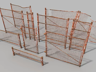 Public Facilities Safety Barriers With Multiple Metal Mesh Frames And Supports 3d model