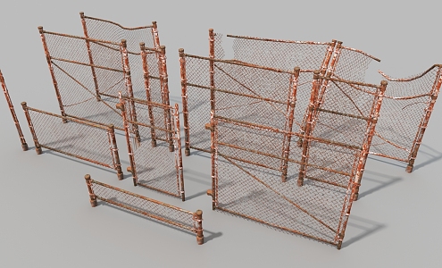 Iron net dilapidated iron net wall fence 3d model