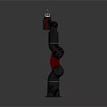 Advanced Robotic Arm Featuring Black Red Color Multiple Joints And Base Logo 3d model