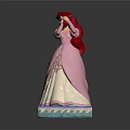 Elegant Princess Character With Red Long Hair And Pink White Gown On Blue Base
