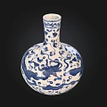 Traditional Blue and White Ceramic Vase with Intricate Dragon Patterns for Home