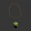 Wood Stone Pendant With Iridescent Color And Gold Chain Hanging Design
