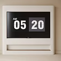 Modern White TV Stand with Black Screen and Digital Time 3d model
