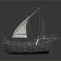 Classic Water Vessel With White Sails Wooden Hull And Detailed Masts Structure