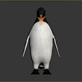 Adorable Penguin With Black White Plumage And Orange Beak In Standing Posture On Gray Background 3d model