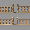 Classical Wooden Fence 3D Models Featuring Balusters and Elegant Decorative Posts 3d model