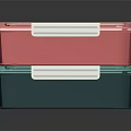 Stackable Lunch Box Set Pink And Green With Transparent Lids And White Handles
