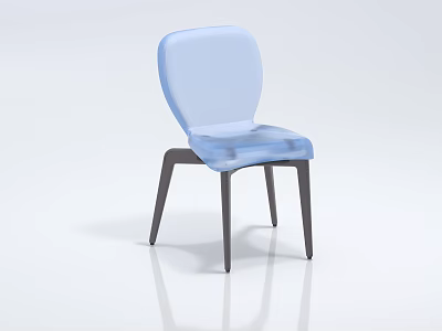 Light Blue Leisure Chair With Padded Backrest And Dark Modern Legs Design 3d model