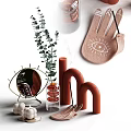 Decorative Ornament Set With Eye Mirror Eucalyptus Candles And Arched Decor