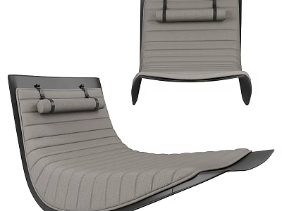 Modern Ergonomic Chair Design With Gray Striped Cushion And Black Frame 3d model