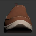 Brown Leather Slip On Shoes With White Sole And Stitched Casual Design