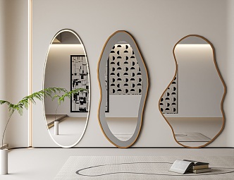 Silent mirror shaped full-body mirror 3d model