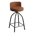 Modern Brown Leather Bar Stool With Black Metal Frame And Comfortable Seat