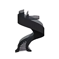 Modern Spiral Staircase Design With Metal Frame Glass Railing And Stone Steps