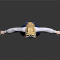 Blonde Haired 3D Character Model Wearing White Blouse Blue Bow Blue Skirt And Brown Shoes