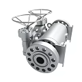 Industrial Metal Valve Device With Cylindrical Body Dual Wheel Handles And Flange Connections