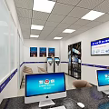Government Service Hall Interior With Blue Counter Waiting Area Chairs And Display Screen
