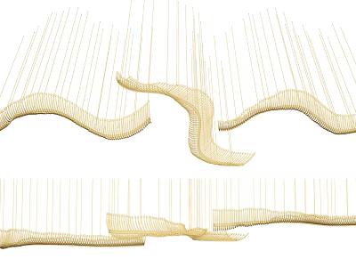 Modern Wavy Chandelier With Curved Hanging Woven Structure For Interior Decor 3d model
