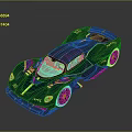 Sleek Dark Teal Sports Car With Neon Green Accents Transparent Roof And Aerodynamic Body Design