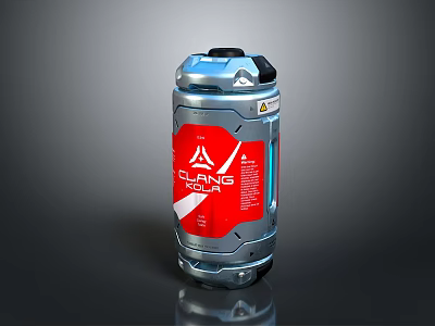 CLANE KOHL Metallic Can With Red And Silver Color Design And Secure Top Lid 3d model