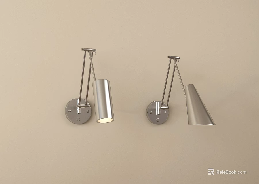 Modern Minimalist Wall Lamp With Adjustable Metal Arm And Sleek Design 3d model 