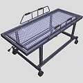 Mobile Medical Stretcher With Metal Frame Mesh Surface And Handrails For Patient Transport