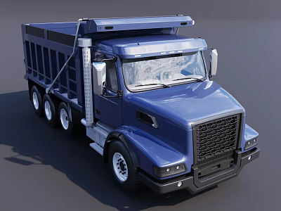 Blue Heavy Duty Dump Truck With Modern Cab And Open Bed Design 3d model